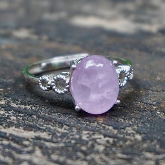 Hand Crafted Jewelry - 🆕Natural Kunzite Crystal Gemstone  Ring 925 Sterling Silver